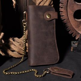Придбати Стильний вінтажний гаманець з ланцюгом bx161 коричневий, image , характеристики, відгуки