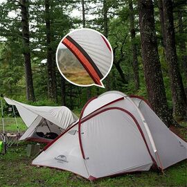 Купить - Палатка четырехместная Naturehike Hiby NH19ZP005, 40D сіро-червоний, фото , характеристики, отзывы