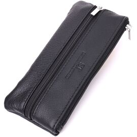 Купить - Вместительная кожаная ключница на молнии ST Leather 22556 Черный, фото , характеристики, отзывы