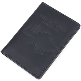 Купить - Стильная обложка на военный билет в винтажной коже Карта GRANDE PELLE 16780 Черная, фото , характеристики, отзывы