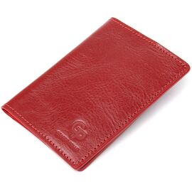 Красивая кожаная обложка на паспорт GRANDE PELLE 11480 Красный, фото 