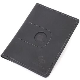 Придбати Надійна шкіряна обкладинка на паспорт з утримувачем для Apple AirTag GRANDE PELLE 11620 Чорний, image , характеристики, відгуки