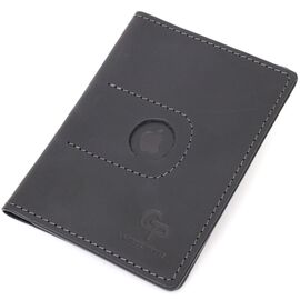 Купить - Надежная кожаная обложка на паспорт с держателем для Apple AirTag GRANDE PELLE 11620 Черный, фото , характеристики, отзывы