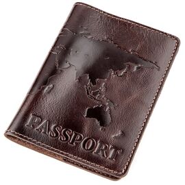Кожаная обложка на паспорт с картой SHVIGEL 13946 Коричневая, Коричневый, фото 