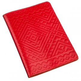 Придбати Шкіряна обкладинка на паспорт з ромбами SHVIGEL 13972 Червона, image , характеристики, відгуки