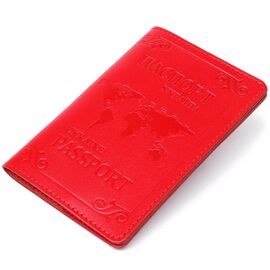 Придбати Шкіряна обкладинка на паспорт з картою і рамкою SHVIGEL 13981 Червона, image , характеристики, відгуки