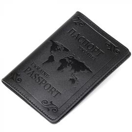 Придбати Шкіряна обкладинка на паспорт з картою і рамкою SHVIGEL 13982 Чорна, image , характеристики, відгуки