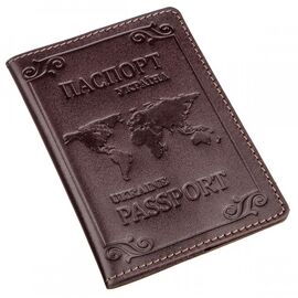 Придбати Шкіряна обкладинка на паспорт з картою і рамкою SHVIGEL 13983 Коричнева, image , характеристики, відгуки