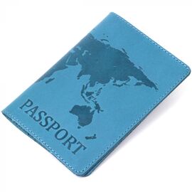 Придбати Стильна шкіряна обкладинка на паспорт Shvigel 16552 Бірюзовий, image , характеристики, відгуки