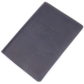 Купить - Стильная обложка на паспорт в винтажной коже Карта GRANDE PELLE 16770 Черная, фото , характеристики, отзывы