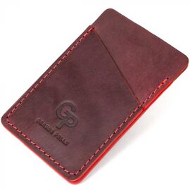 Купить Винтажный кожаный картхолдер GRANDE PELLE 11504 Бордовый, фото , характеристики, отзывы