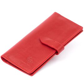 Купить - Вертикальный женский бумажник глянцевый Anet на кнопке GRANDE PELLE 11325 Красный, фото , характеристики, отзывы