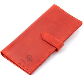 Купить - Кожаное винтажное женское портмоне GRANDE PELLE 11470 Красный, фото , характеристики, отзывы