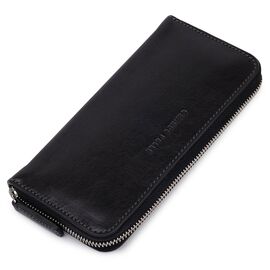 Купить - Кожаный женский кошелек на молнии GRANDE PELLE 11562 Черный, фото , характеристики, отзывы