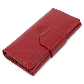 Шикарний жіночий гаманець в три складання GRANDE PELLE 11564 Червоний, image 