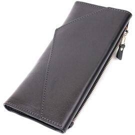 Придбати Стильний гаманець із монетницею зовні з натуральної шкіри GRANDE PELLE 11646 Чорний, image , характеристики, відгуки