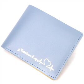 Придбати Оригінальний шкіряний гаманець комбі двох кольорів Серце GRANDE PELLE 16739 Жовто-блакитний, image , характеристики, відгуки