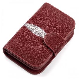 Купить Кошелек женский STINGRAY LEATHER 18092 из натуральной кожи морского ската Бордовый, фото , характеристики, отзывы