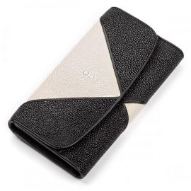 Купить Кошелек женский STINGRAY LEATHER 18103 из натуральной кожи морского ската Черный, фото , характеристики, отзывы