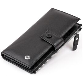 Придбати Оригінальний гаманець шкіряний жіночий на хлястику з кнопкою ST Leather 19280 Чорний, image , характеристики, відгуки