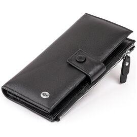 Придбати - Оригінальний гаманець шкіряний жіночий на хлястику з кнопкою ST Leather 19280 Чорний, image , характеристики, відгуки