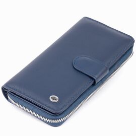 Купить - Вертикальный вместительный кошелек из кожи унисекс ST Leather 19301 Синий, фото , характеристики, отзывы