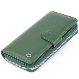 Придбати Вертикальний місткий гаманець зі шкіри унісекс ST Leather 19304 Зелений, image , характеристики, відгуки
