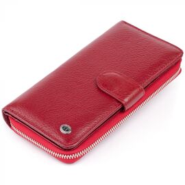 Купить Вертикальный вместительный кошелек из кожи женский ST Leather 19307 Бордовый, фото , характеристики, отзывы