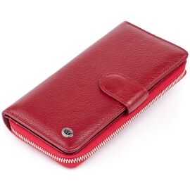 Вертикальный вместительный кошелек из кожи женский ST Leather 19307 Бордовый, фото 