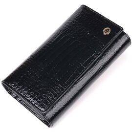 Придбати Лаковий жіночий гаманець з візитницею ST Leather 19403 Чорний, image , характеристики, відгуки