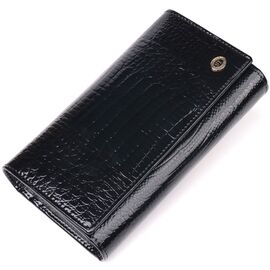 Купить - Лаковый женский кошелек с визитницей ST Leather 19403 Черный, фото , характеристики, отзывы
