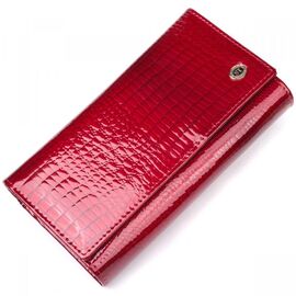 Купить - Яркий женский кошелек из лакированной кожи с визитницей ST Leather 19405 Красный, фото , характеристики, отзывы