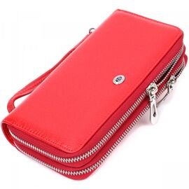 Купить Яркий женский кошелек-клатч с двумя отделениями на молниях ST Leather 19430 Красный, фото , характеристики, отзывы