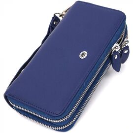 Придбати Місткий жіночий гаманець-клатч із двома відділеннями на блискавках ST Leather 19431 Синій, image , характеристики, відгуки