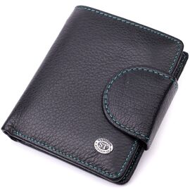Купить - Кожаный стильный кошелек с монетницей снаружи для женщин ST Leather 19454 Черный, фото , характеристики, отзывы