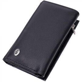 Придбати Зручний жіночий гаманець у три складання з натуральної шкіри ST Leather 19468 Чорний, image , характеристики, відгуки