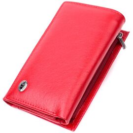 Купить - Женский кошелек в три сложения из натуральной кожи ST Leather 19469 Красный, фото , характеристики, отзывы