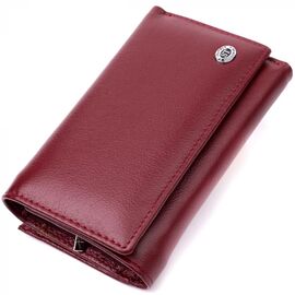 Придбати Симпатичний жіночий гаманець у три складання з натуральної шкіри ST Leather 19470 Бордовий, image , характеристики, відгуки