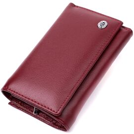 Купить Симпатичный женский кошелек в три сложения из натуральной кожи ST Leather 19470 Бордовый, фото , характеристики, отзывы