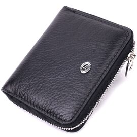 Купить - Женский кожаный кошелек на молнии с металлическим логотипом производителя ST Leather 19483 Черный, фото , характеристики, отзывы