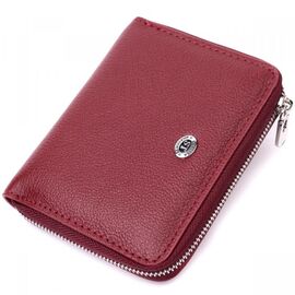 Купить Кожаный кошелек для женщин на молнии с металлическим логотипом производителя ST Leather 19485 Бордовый, фото , характеристики, отзывы