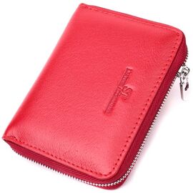 Придбати Стильний шкіряний гаманець для жінок на блискавці з тисненим логотипом ST Leather 19490 Червоний, image , характеристики, відгуки