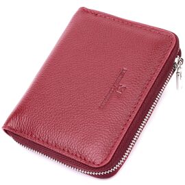 Купить - Симпатичный кожаный кошелек для женщин на молнии с тисненым логотипом производителя ST Leather 19491 Бордовый, фото , характеристики, отзывы