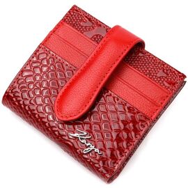 Придбати Яскравий жіночий гаманець із натуральної фактурної шкіри KARYA 20951 Червоний, image , характеристики, відгуки