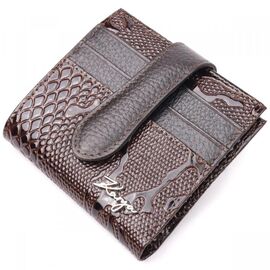 Придбати Стильний жіночий гаманець із натуральної фактурної шкіри KARYA 20952 Коричневий, image , характеристики, відгуки