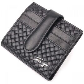 Придбати Плетений жіночий гаманець з натуральної шкіри KARYA 20954 Чорний, image , характеристики, відгуки