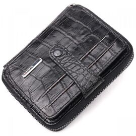 Придбати Невеликий гаманець із натуральної фактурної шкіри під крокодила KARYA 20969 Чорний, image , характеристики, відгуки