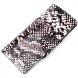 Придбати Багатофункціональне жіноче портмоне з натуральної фактурної шкіри під змію KARYA 21002 Чорний, image , характеристики, відгуки