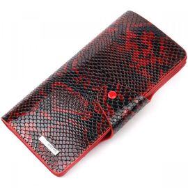 Придбати Яскраве жіноче портмоне із натуральної фактурної шкіри під змію KARYA 21003 Червоний, image , характеристики, відгуки