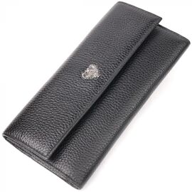 Придбати Стильний жіночий гаманець із натуральної зернистої шкіри KARYA 21007 Чорний, image , характеристики, відгуки